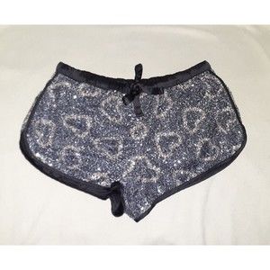 Victoria's Secret Heart Sequins Bling Shorts XS Black New